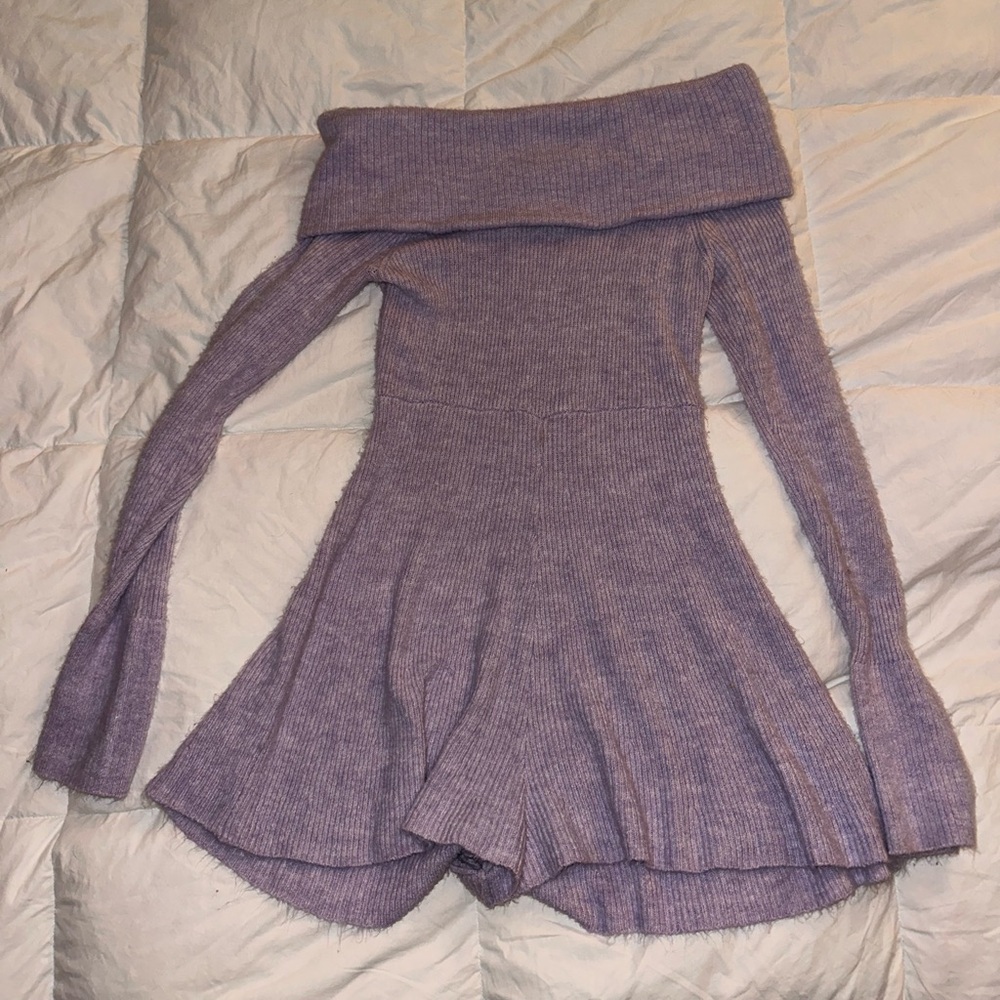 Lavender Off the Shoulder Knitted Romper